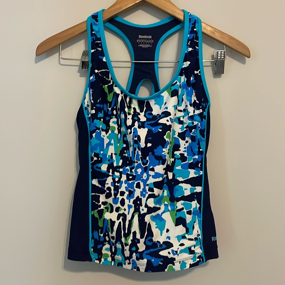Reebok Racker Back Swim Tankini Top Sz S EUC